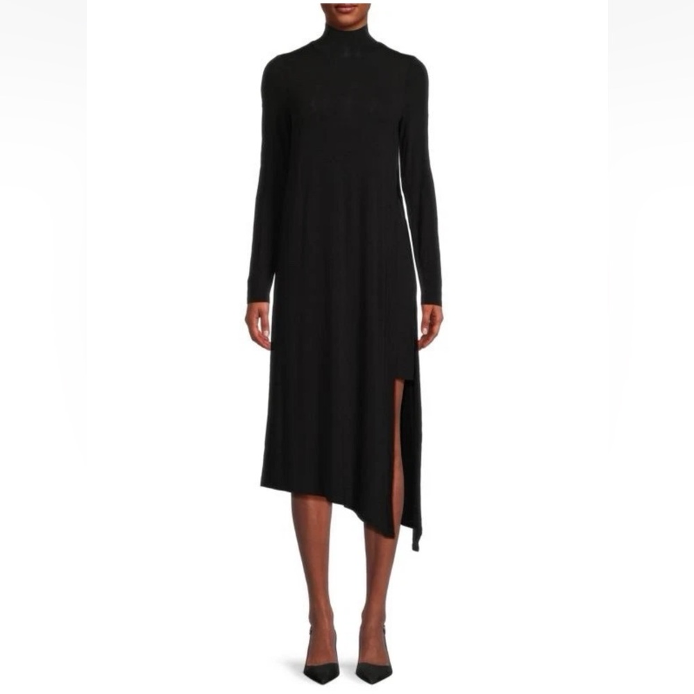 BCBGMAXAZRIA Kabrina Black Long Sleeve High Neck Midi Layered Dress S NWT